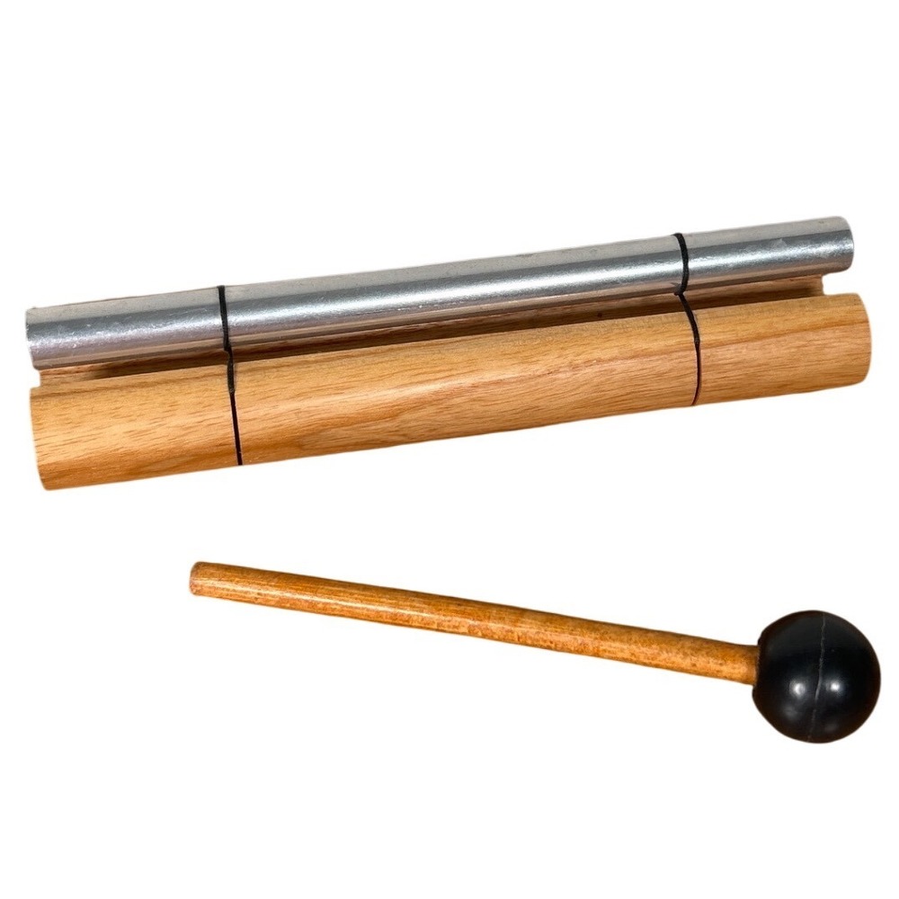 Woodstock Chimes Zenergy Chime Solo Silver Aluminum Rod Wood Base Mallet Music